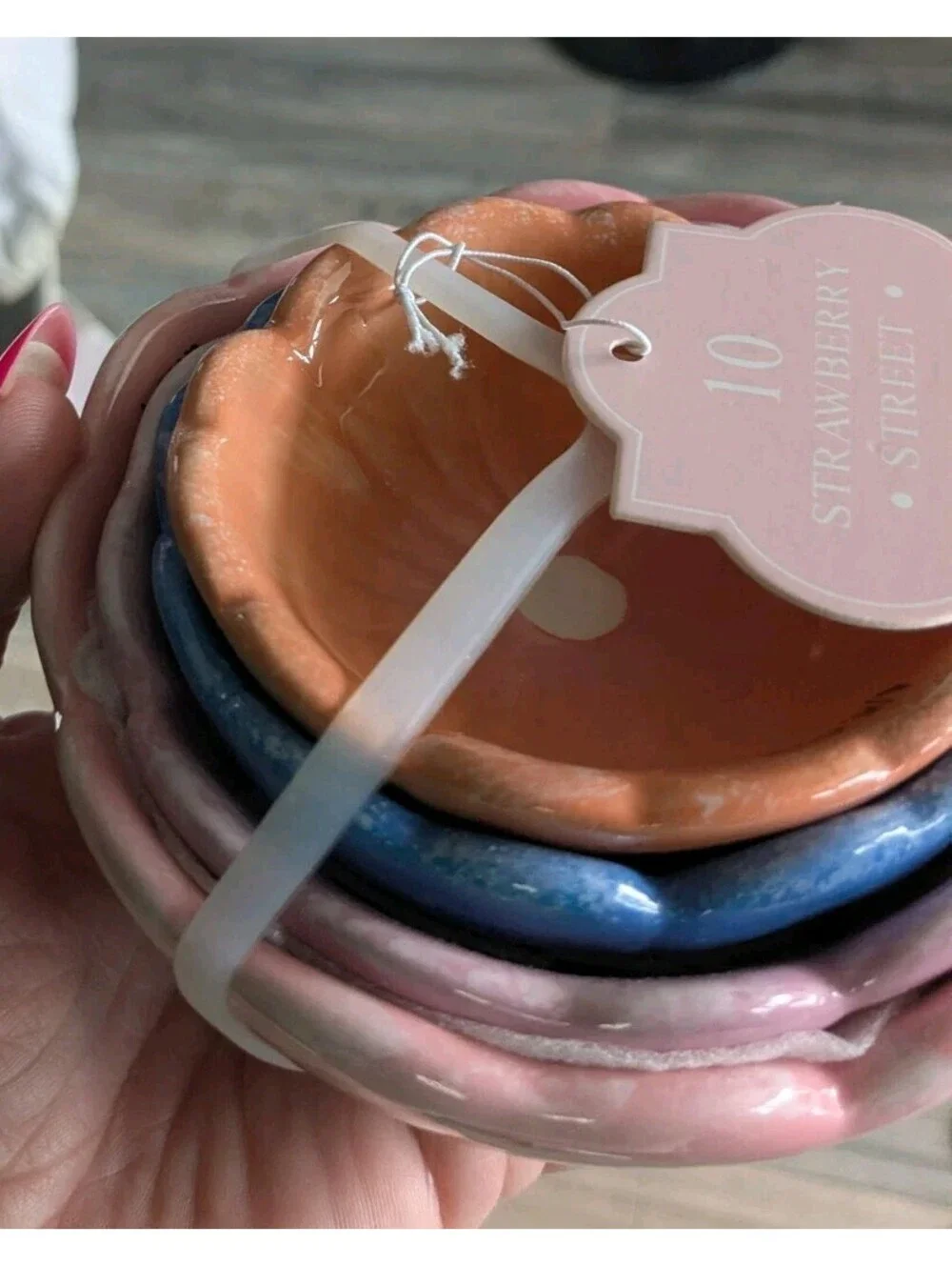 10 Strawberry Street Pastel Ceramic Tulip  Flower Measuring Cup Set NEW